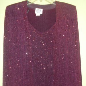 R&M Richards 2pc Formal Jacket & Tank Eggplant 6P Slinky Shimmer WOW!